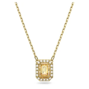 Naszyjnik Una, Szlif ośmiokątny, Żółty, Powłoka w odcieniu złota Swarovski
