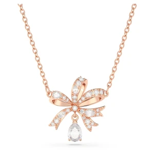 Naszyjnik Volta, Kokarda, Mały, Biały, Powłoka w odcieniu różowego złota Swarovski