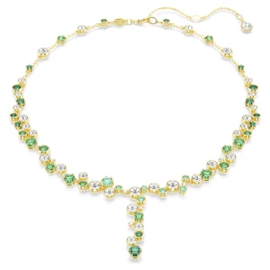 Naszyjnik Y Constella, Szlify różnorodne, Zielony, Powłoka w odcieniu złota Swarovski