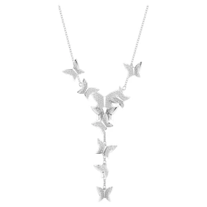 Naszyjnik Y Idyllia Lilia, Motyl, Biały, Powłoka z rodu Swarovski