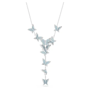 Naszyjnik Y Idyllia Lilia, Motyl, Niebieski, Powłoka z rodu Swarovski