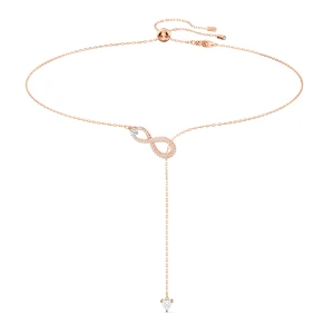 Naszyjnik Y Swarovski Infinity, Nieskończoność, Biały, Powłoka w odcieniu różowego złota