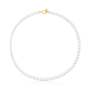 Naszyjnik Z Hodowlaną Perłą Ze Srebra Powlekanego Złotem 18-Karatowym Eugenia X Tous - Tous Rozmiar