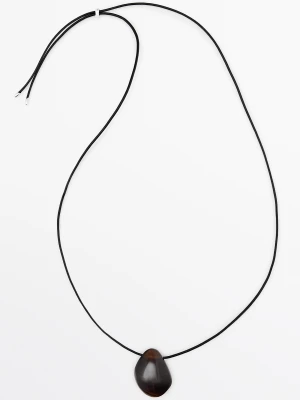 Naszyjnik Z Kamieniem - Szarobrązowy - Massimo Dutti - Female