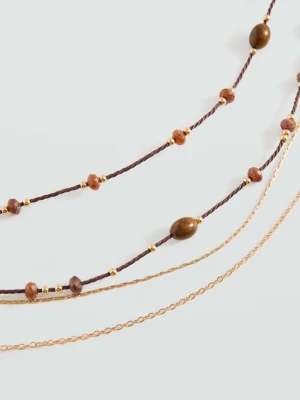 Naszyjnik z kilku łańcuszków brązowy - Dziewczyna - Rozmiar uniwersalny - MANGO TEEN