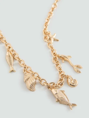 Naszyjnik z koralikową zawieszką złoty - Dziewczyna - Rozmiar uniwersalny - MANGO TEEN