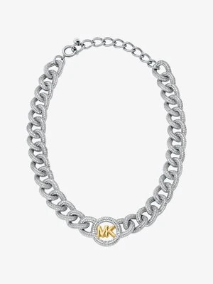 Naszyjnik z łańcuchowymi ogniwami z logo i z kryształkami pavé Michael Kors