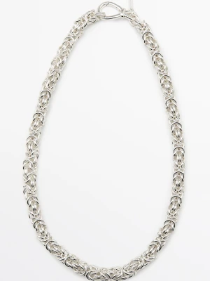 Naszyjnik Z Łańcuszka Z Łączonych Ogniw - Srebrny - Massimo Dutti - Female