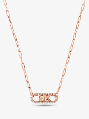 Naszyjnik z łańcuszka ze srebra próby 925 pokryty metalem szlachetnym w stylu pavé z zawieszką z logo Empire Michael Kors ROSE GOLD (Różowozłoty)