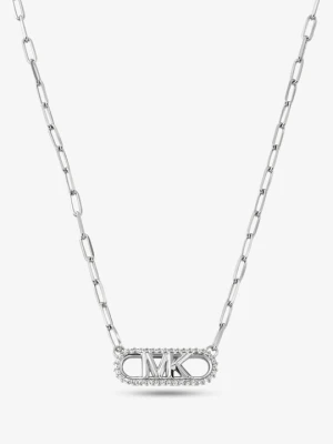 Naszyjnik z łańcuszka ze srebra próby 925 pokryty metalem szlachetnym w stylu pavé z zawieszką z logo Empire Michael Kors SREBRNY (Srebrny)