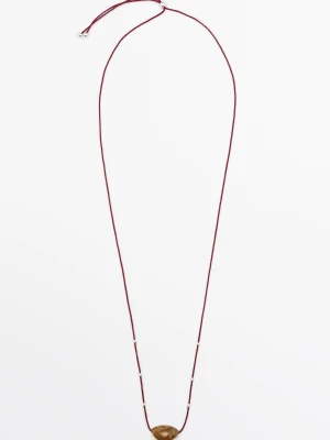Naszyjnik Z Nieregularnym Kamieniem - Czerwony - Massimo Dutti - Female