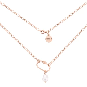 Naszyjnik z ozdobnym zapięciem z różowego złota z naturalną perłą : Długość - 45cm SOTHO