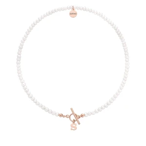 Naszyjnik z pereł naturalnych z literką z różowego złota : Długość - 40cm, LiTERKI - V SOTHO