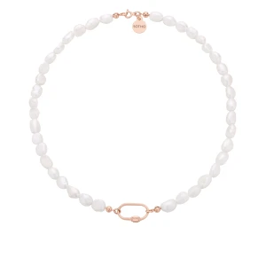 Naszyjnik z pereł naturalnych z ozdobnym zapięciem z różowego złota SOTHO