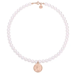 Naszyjnik z pereł SWAROVSKI® CRYSTAL z monetą z różowego złota SOTHO