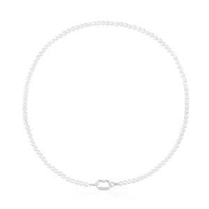 Naszyjnik Z Perłami Hodowlanymi I Pierścionkiem Ze Srebra Hold Oval - Tous Rozmiar