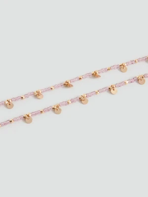 Naszyjnik z podwójnego łańcuszka różowy - Dziewczyna - Rozmiar uniwersalny - MANGO TEEN