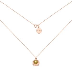 Naszyjnik z różowego złota z muszelką i perłą SWAROVSKI® CRYSTAL w kolorze Antique Brass : Długość - 38 cm SOTHO