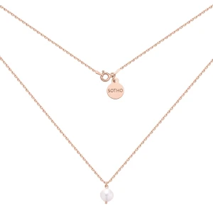 Naszyjnik z różowego złota z naturalną perłą : Długość - 40 cm SOTHO