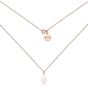 Naszyjnik z różowego złota z naturalną perłą : Długość - 70 cm SOTHO