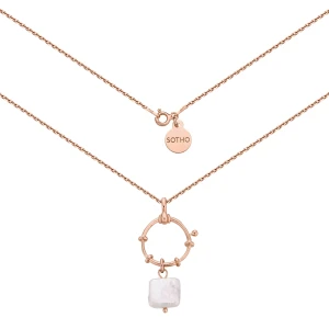 Naszyjnik z różowego złota z ozdobnym zapięciem i naturalną perłą : Długość - 50cm SOTHO