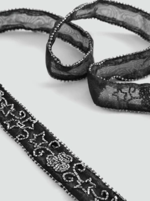 Naszyjnik z siateczki z koralikami czarny - Dziewczyna - Rozmiar uniwersalny - MANGO TEEN