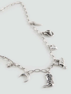 Naszyjnik z zawieszkami charms srebrny - Dziewczyna - Rozmiar uniwersalny - MANGO TEEN