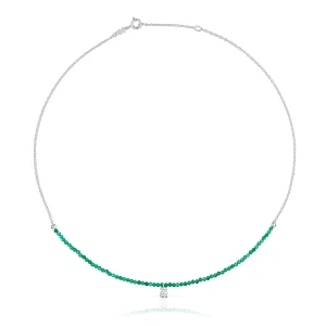 Naszyjnik Ze Srebra I Oszlifowanego Zielonego Chalcedonu Bold Bear - Tous Rozmiar