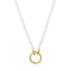 Naszyjnik Ze Srebra Pokrytego 18-Karatowym Złotem Z Perłami Hodowanymi Hold - Tous Rozmiar