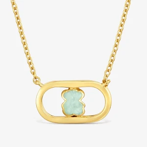 Naszyjnik Ze Srebra Powlekanego Złotem 18-Karatowym Z Amazonitem Tous Camille - Tous Rozmiar