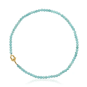 Naszyjnik Ze Srebra, Pozłacany 18-Karatowym Złotem Z Amazonitem Tous Manifesto - Tous