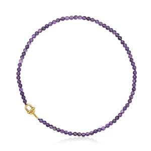 Naszyjnik Ze Srebra, Pozłacany 18-Karatowym Złotem, Z Ametystem Tous Manifesto - Tous