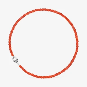 Naszyjnik Ze Srebra Z Oszlifowanym Pomarańczowym Chalcedonem Tous Manifesto - Tous