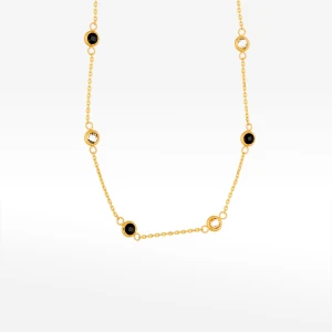 Naszyjnik ze złota 42-45cm z czarnymi i białymi cyrkoniami Filipowicz