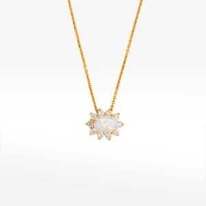 Naszyjnik ze złota 45cm z opalem i białymi cyrkoniami Filipowicz