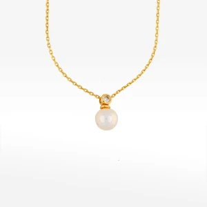 Naszyjnik ze złota 45cm z perłą i białą cyrkonią Filipowicz