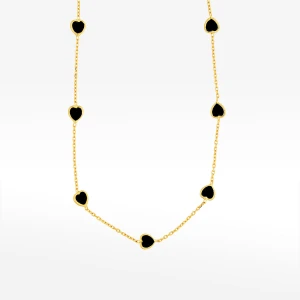 Naszyjnik ze złota  serca z czarnymi cyrkoniami Filipowicz