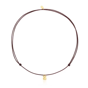 Naszyjnik Ze Złota Z Brązowym Sznurkiem I Motywem Misia Tous Balloon - Tous