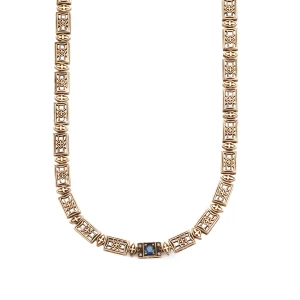 Naszyjnik złoty - kolia z szafirem i diamentami - Kolekcja Wiktoriańska Wiktoriańska - Biżuteria YES