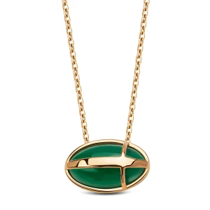 Naszyjnik złoty z zielonym agatem - Skarabeusz Skarabeusz - Biżuteria YES