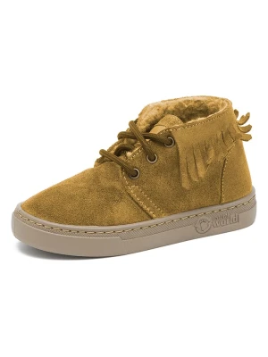 natural world Skórzane botki w kolorze musztardowym rozmiar: 32