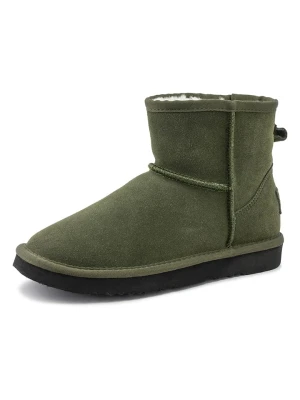 natural world Skórzane botki zimowe w kolorze khaki rozmiar: 41