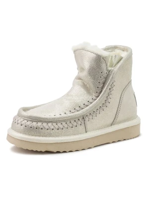 natural world Skórzane botki zimowe w kolorze srebrnym rozmiar: 31