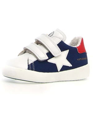 Naturino Skórzane sneakersy "Annie" w kolorze biało-granatowym rozmiar: 29