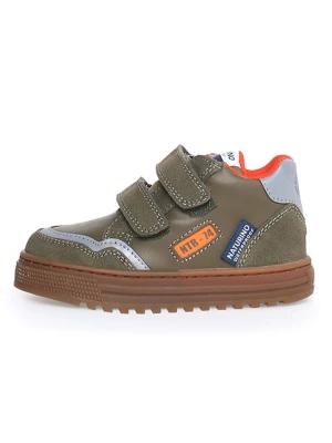 Naturino Skórzane sneakersy "Ariton" w kolorze oliwkowo-pomarańczowym rozmiar: 28