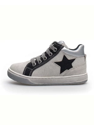 Naturino Skórzane sneakersy "Clay Star" w kolorze srebrnym rozmiar: 34