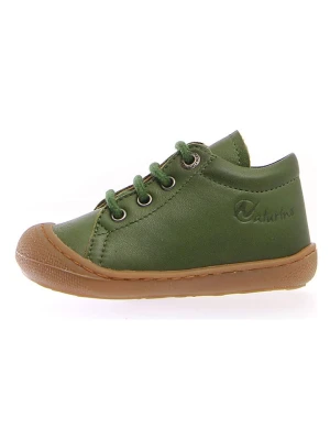 Naturino Skórzane sneakersy "Cocoon" w kolorze zielonym rozmiar: 24