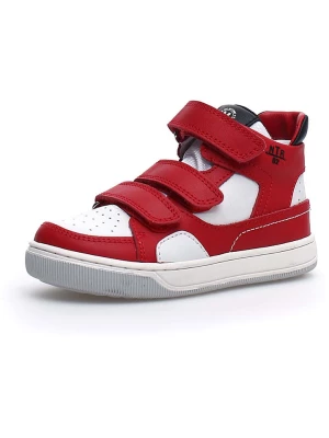 Naturino Skórzane sneakersy "Finnix" w kolorze biało-czerwonym rozmiar: 34