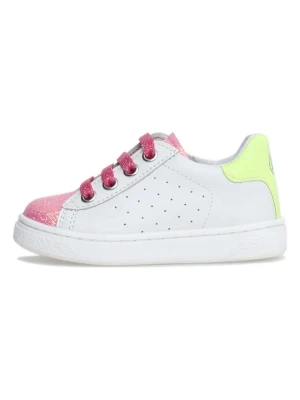 Naturino Skórzane sneakersy "Hasselt" w kolorze białym ze wzorem rozmiar: 32