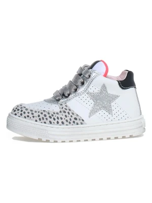 Naturino Skórzane sneakersy "Hess high" w kolorze biało-szarym rozmiar: 29